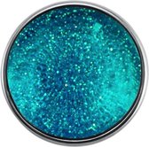 Quiges - Dames Click Button Drukknoop 18mm Space Glitter Turquoise - EBCM014