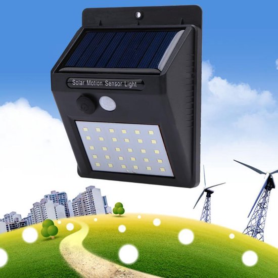 media Afleiden hoofd Solar LED Buitenlampje met sensor/bewegingsmelder - Zwart 30 leds | bol.com
