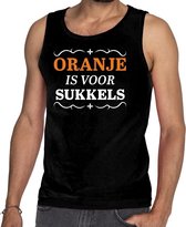 Zwart Oranje is voor sukkels singlet/ mouwloos shirt heren -  Koningsdag kleding XL