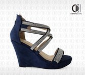 Sandalen op Sleehak - Sonrisa - Dames - Maat 37 - YD-9988-9 DARK BLUE
