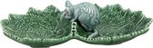 Bordallo Pinheiro Folhas Serveerschaaltje - Dubbelblad - Muisje - Groen/Grijs - Aardewerk - 23 cm