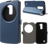 LG K10 Hoesje Met Ronde Venster Blauw en Opbergvakje, K420N