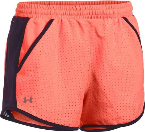 Under Armour Fly By Perforated Short- Sportbroek - Dames - Maat XS - Oranje  | bol.com