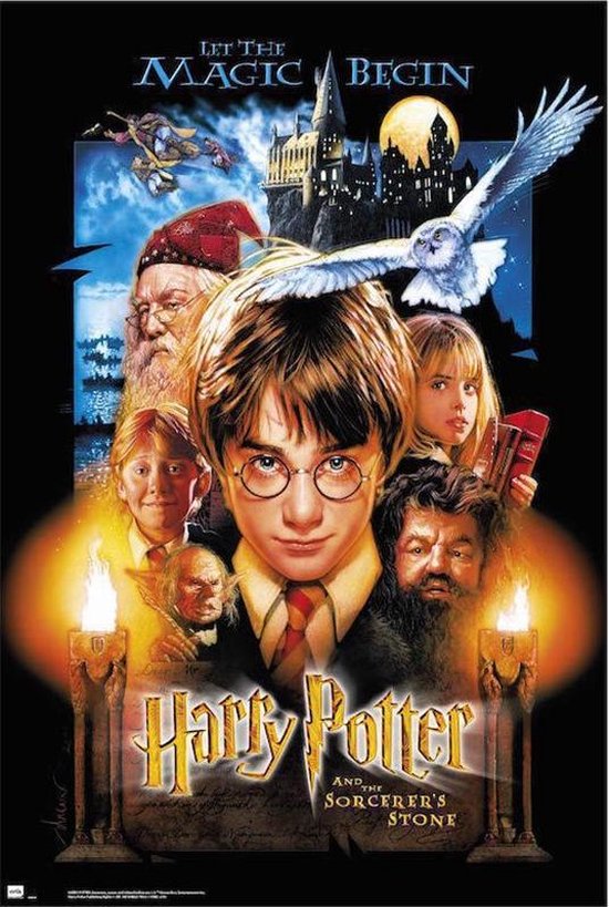 Harry Potter et la pierre du sorcier - 1ère partie du film Harry Potter et la pierre philosophale Affiche 61 x 91,5 cm.