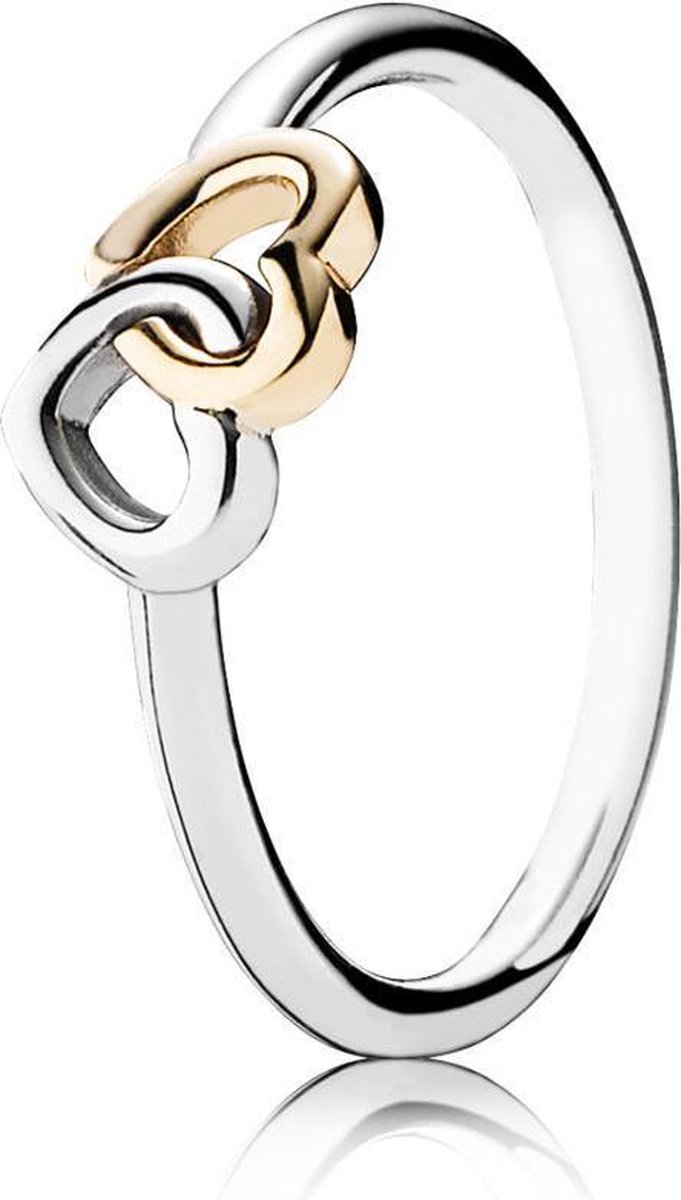 Fate Jewellery Ring FJ172 - Double heart - 925 Zilver - Goudkleurig verguld - 16,4mm