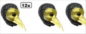 12x Snavelmasker plastic venetie goud