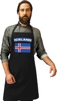 IJslandse vlag keukenschort/ barbecueschort zwart heren en dames - IJsland schort