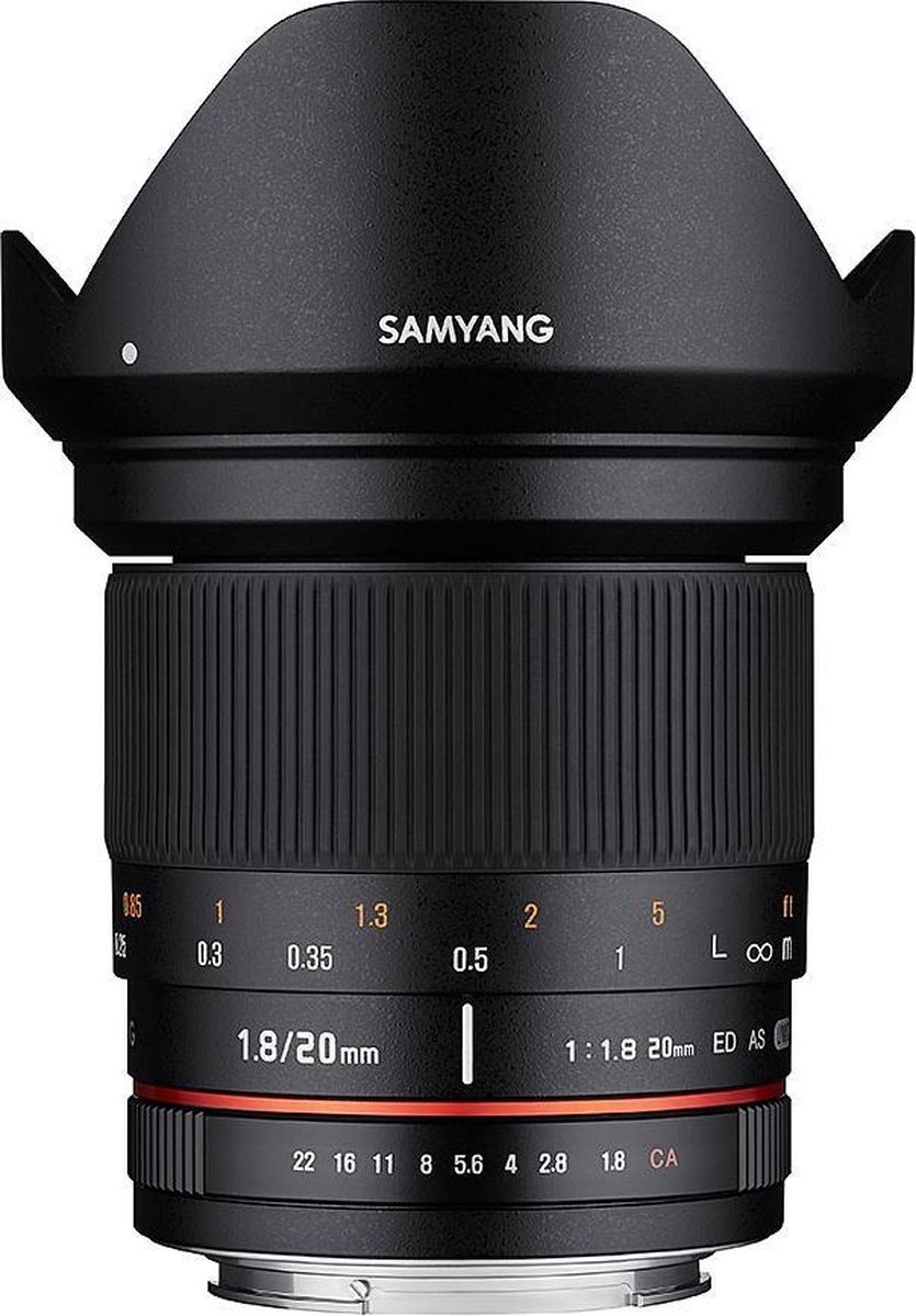 Samyang 20mm - F1.8 ED AS UMC - Geschikt voor Canon Systeemcamera's