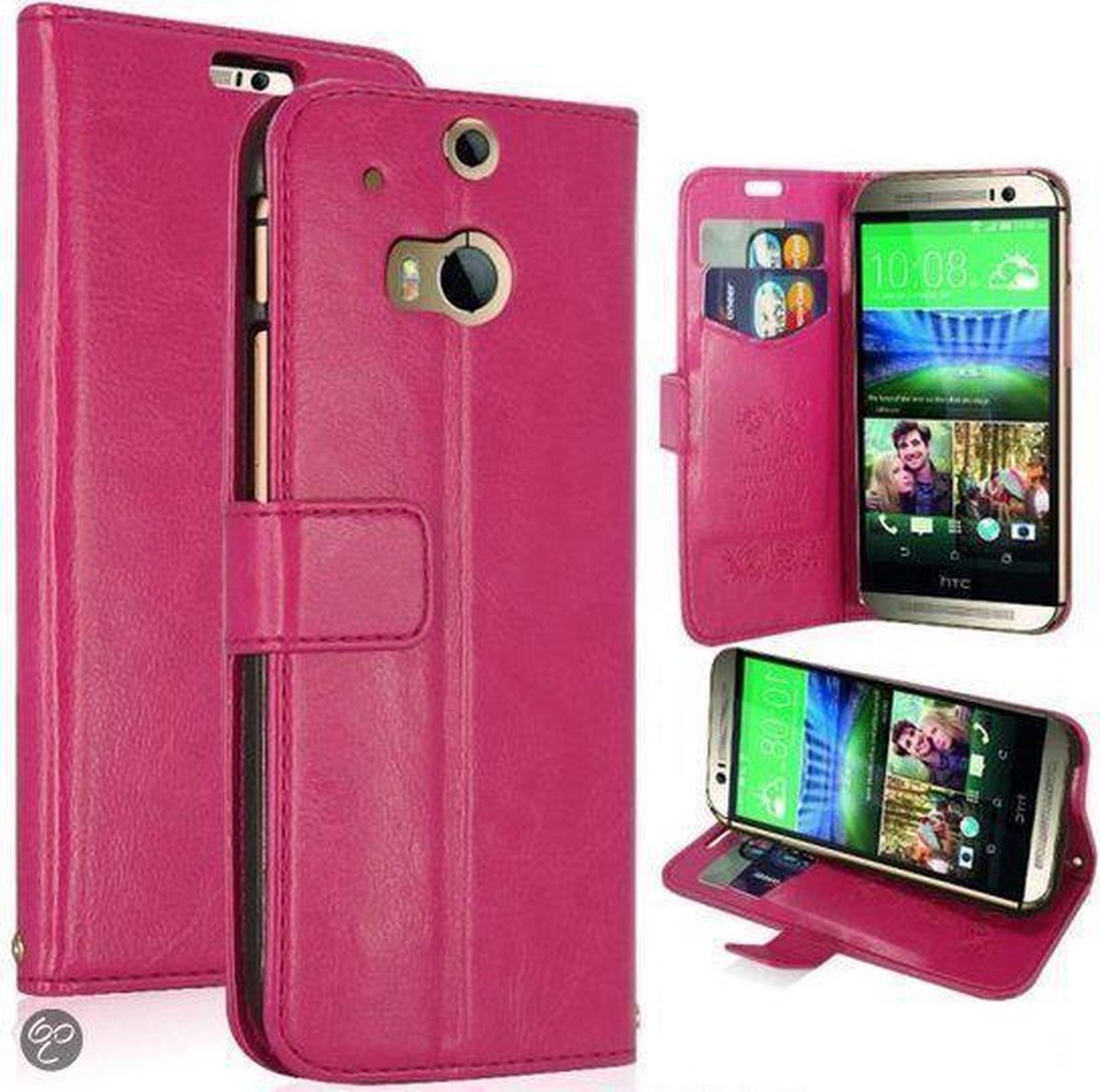 Kds Ultra Thin Wallet case hoesje HTC One M8 roze