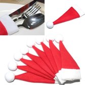 Kerstmuts - Tafeldecoratie - Kerstmuts bestek - Kerstmuts fles - Kerstmutsen - Kerstdecoratie - 2 stuks - Kerstdinner
