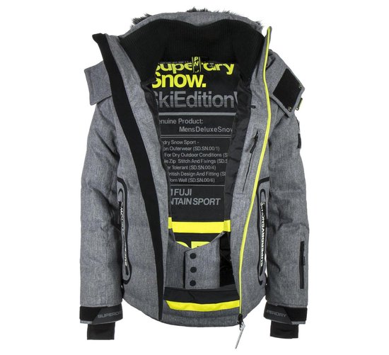 Superdry Deluxe Nordic Snow Puffer Wintersportjas - Maat XL - Mannen -  grijs/zwart/geel | bol.com