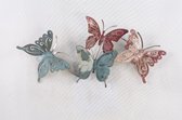Metalen wanddecoratie met vlinders - 68 x 28 cm