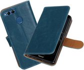 Blauw Pull-Up Wallet Case Hoesje voor Huawei P Smart