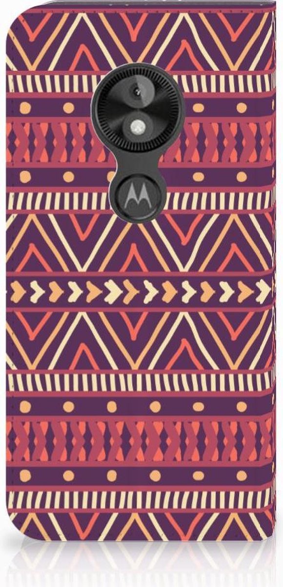 Book Case voor Motorola Moto E5 Play Hoesje met Magneet Aztec Paars