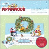 6 x 6 Easel Decoupage Card Kit Linen - Pippinwood Christmas