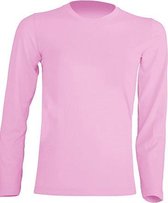 JHK kinder t-shirt lange mouw kleur pink maat 7-8 jaar (128) - Set van 2 stuks