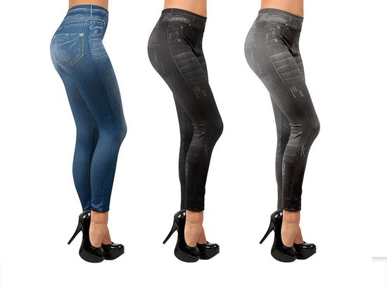 Slim Jeggings | Maat S/M | Slimming stretch legging | Legging/Jegging | set  van 3 stuks | bol.com