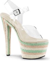 Pleaser Sandaal met enkelband, Paaldans schoenen -38 Shoes- SKY-308ESP Paaldans schoenen Creme/Groen