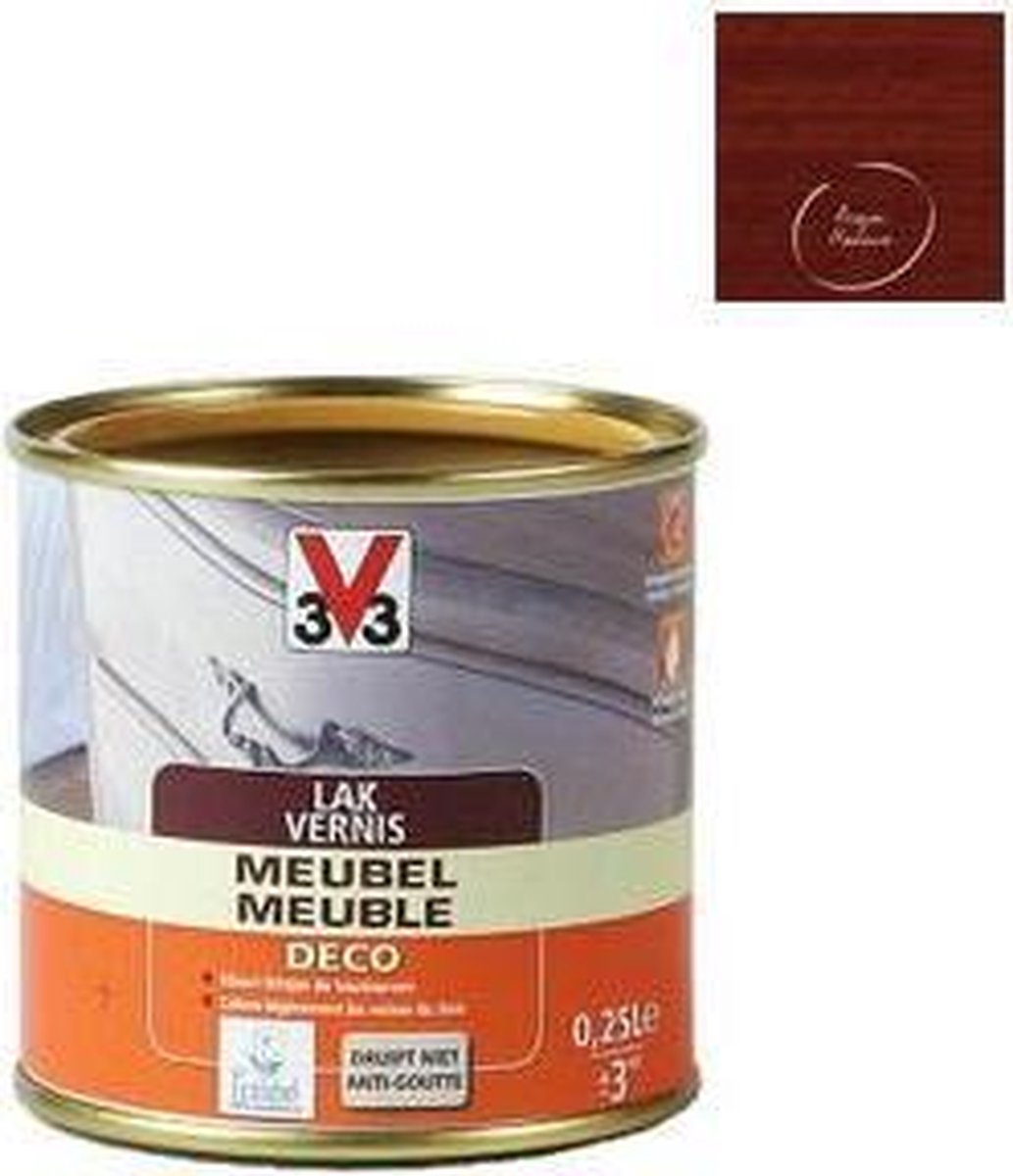 V33 Meubelvernis - Mahonie - 0.25 l - Zijdeglans - 12 m²/l