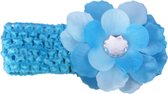 Jessidress Hoofdband van katoen met bloem en strass - Blauw