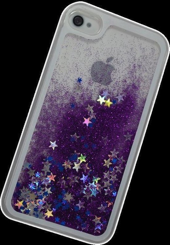 Vooruitzicht plein geboren Iphone 4/4s Paars Liquid Glitter Case Hoesje | bol.com
