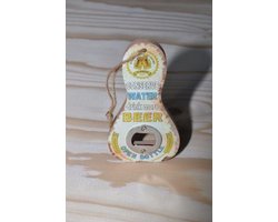 Flesopener met tekst - Hout - Wit - 15 x 8 cm‎‎