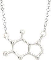 24/7 Jewelry Collection Cafeïne Molecule Ketting - Koffie - Zilverkleurig