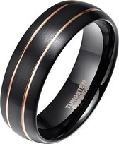 Wolfraam heren ring Classic Groove Rose 8mm-20mm