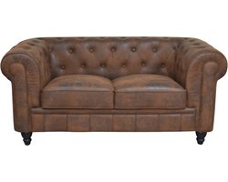 Chesterfield Bank - 2 Zits - Bruin - Vintage - Suede leer - Sofa Chesterfield Bank - 2 Zits - Bruin - Vintage - Suede leer - Sofa