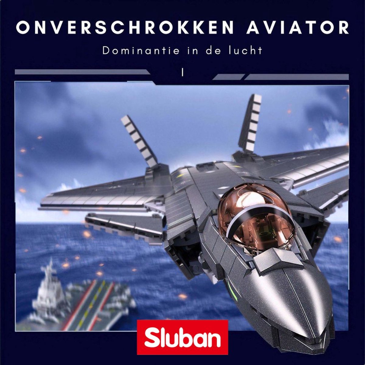 Sluban - J20S Straaljager met LED verlichtingen | WW2 army luchtmacht | Technic creator ideas educatief leger speelgoed | Expert bouwpakketten voor volwassenen | Classic icons vliegtuig modelbouw | 953 bloks — afbeelding 2