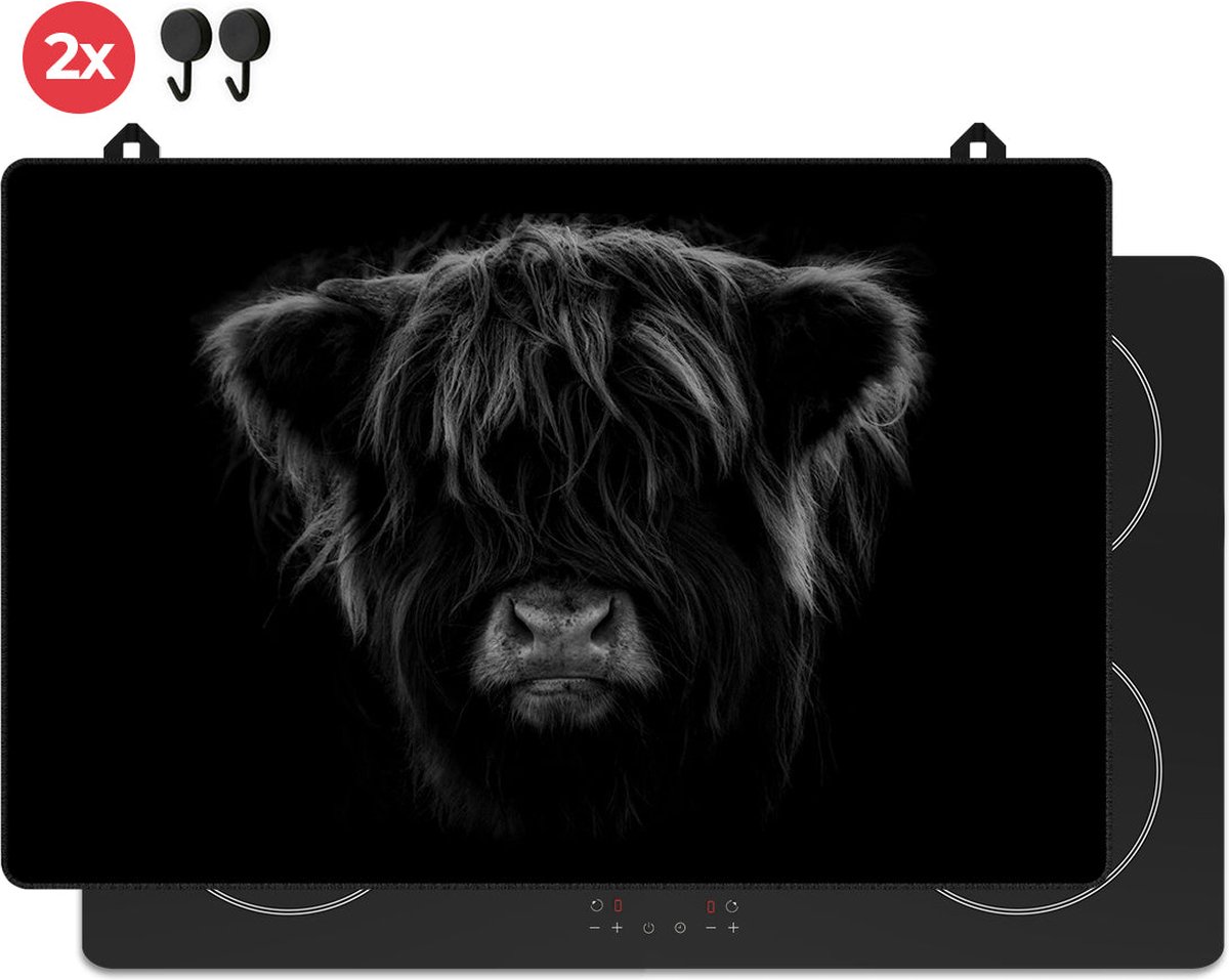 KitchyMist Inductie Beschermer 80x52 cm - Schotse Hooglander Koeienkop - Kookplaat Beschermer - Afdekplaat voor Kookplaat - Inductie Mat - Spatscherm Achterwand Keuken