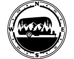 Decoratief sticker - camper - camping - caravan - kompas