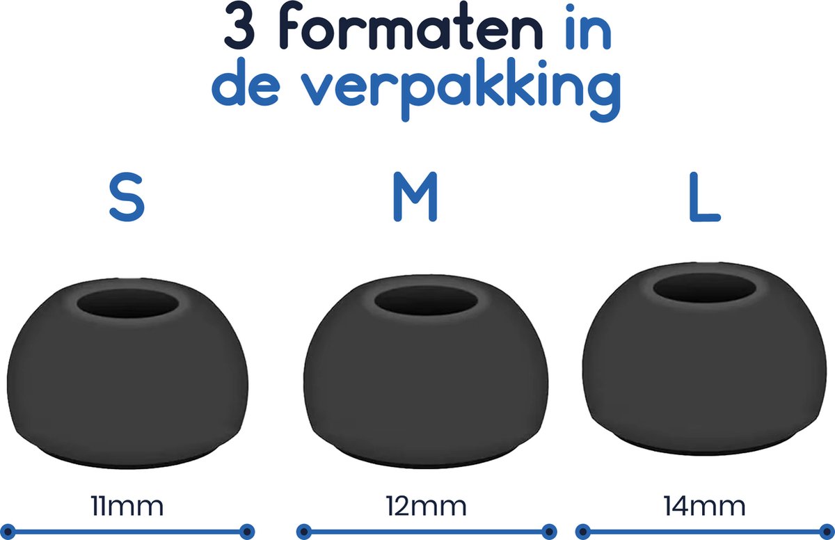 Ibley ComfortFit Siliconen oortips voor Samsung Galaxy Buds 3 Pro grijs - Siliconen Earplug - S/M/L formaat - 3 paar - 3 maten - Galaxy Buds 3 Pro oortips – foto 5