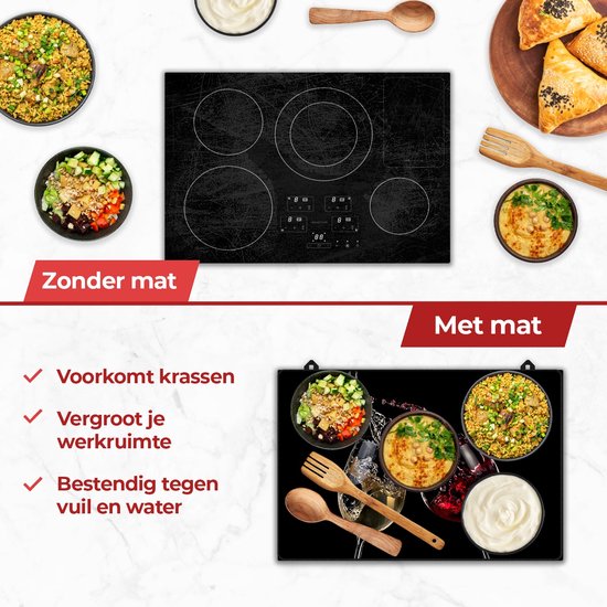 KitchyMist Inductie Beschermer 78x52 cm - Wijn - Kookplaat Beschermer - Afdekplaat voor Kookplaat - Inductie Mat - Spatscherm Achterwand Keuken