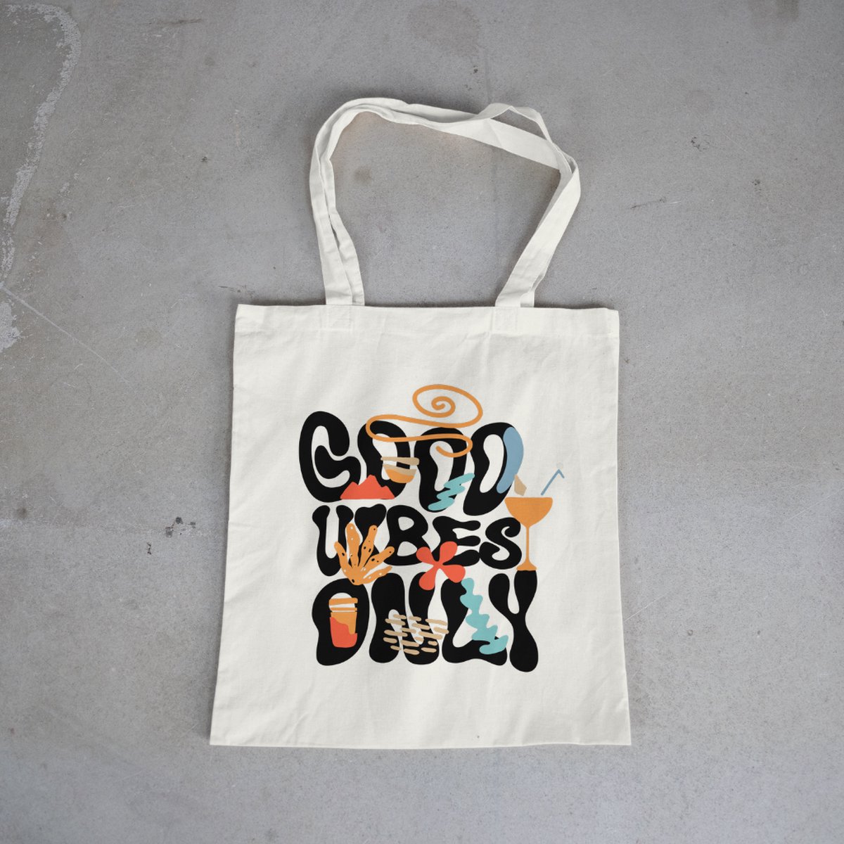 Good Vibes Only Tote bag - Totebag - Katoenen tas - Schoudertas - 100% gerecycled katoen - Schoudertassen - Boodschappen tas - Duurzaam - tote bag katoen