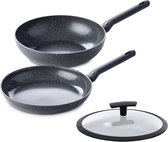 Bol.com BK Universe Keramische Pannenset 3-delig - Ø28cm Koekenpan - Ø28cm Wokpan met deksel – PFAS-vrij – Inductie Koekenpan – ... aanbieding