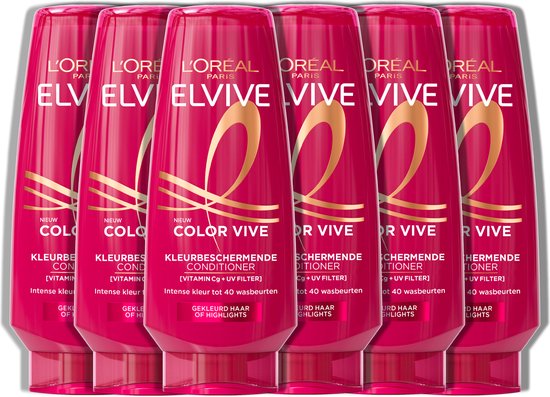 L'Oréal Paris Elvive Color Vive Conditioner - Gekleurd haar of highlights - Behoudt de kleurintensiteit en levendigheid van de kleur - 6x200ml