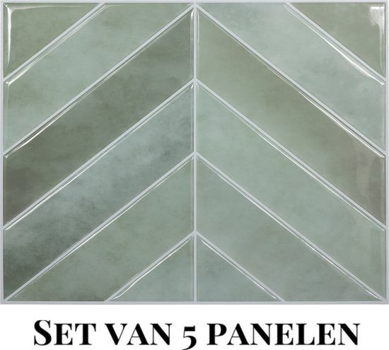 Panneaux muraux Wallways - Dalles adhésives - Set de 5 carrelages - Sticker carrelage - carrelages autocollantes - 30 x 30 cm - Imperméable - Résistant aux rayures - Résistant à la chaleur - Couche adhésive 3M - Épaisseur 2 mm - Chevrons Rio