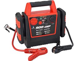 DailySupplies® Jumpstarter met Compressor - Startkabels - Starthulp voor Auto - Accubooster - Zwart met Rood