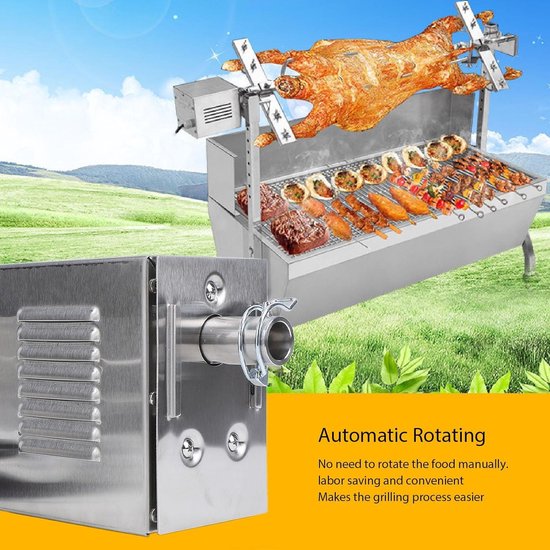 Grillset 120cm met 2x vleesnaalden en roestvrijstalen motor 2 U/m 230V