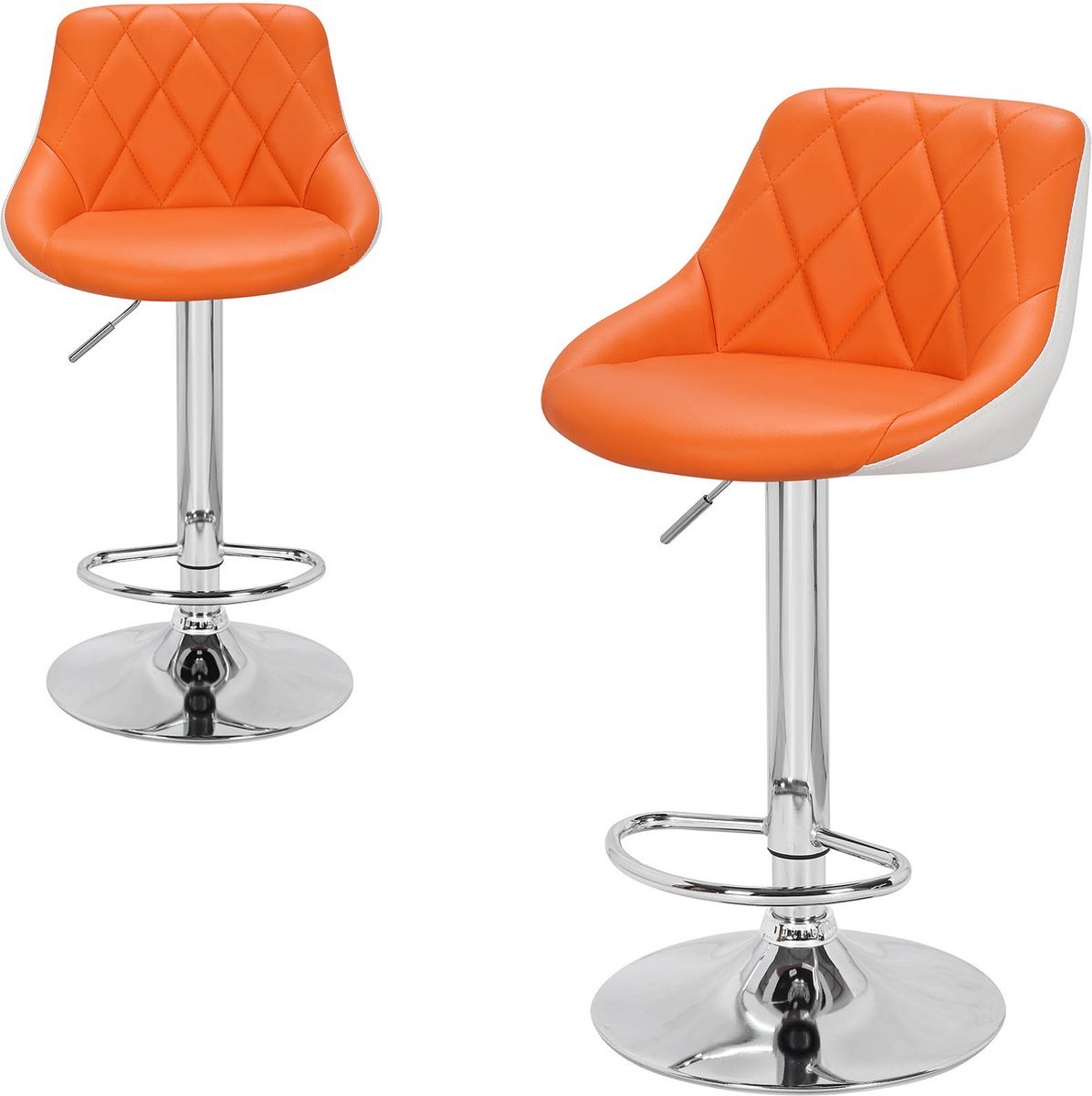 Bolt Edge Barkrukken - Oranje - Kunstleer - Verstelbaar - Ergonomisch - Set van 2