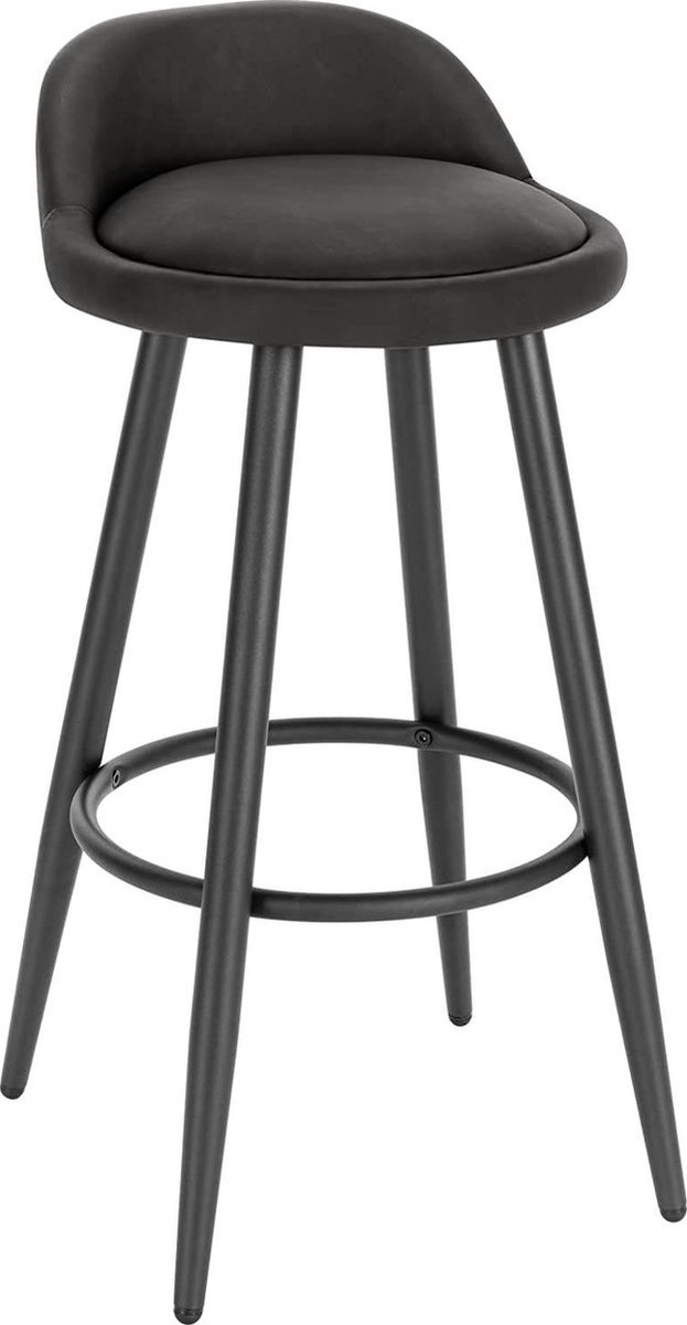 Bolt Edge Leren Barkruk - Ergonomisch - Antraciet - Kleine rugleuning - Zithoogte 69cm