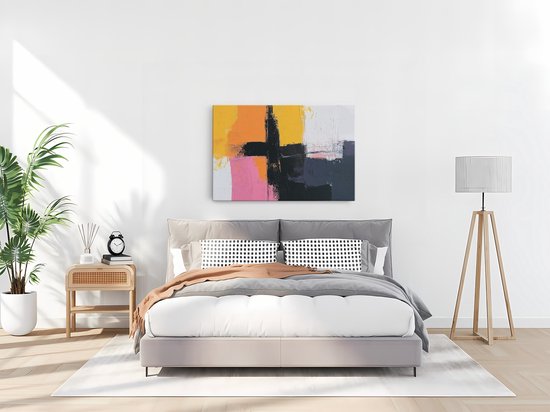 Saammp Canvas Schilderij - Gekleurde vormen - Abstract - 30x20 - Foto op canvas - Wanddecoratie - Muurdecoratie Woonkamer - Slaapkamer decoratie - Canvas Print