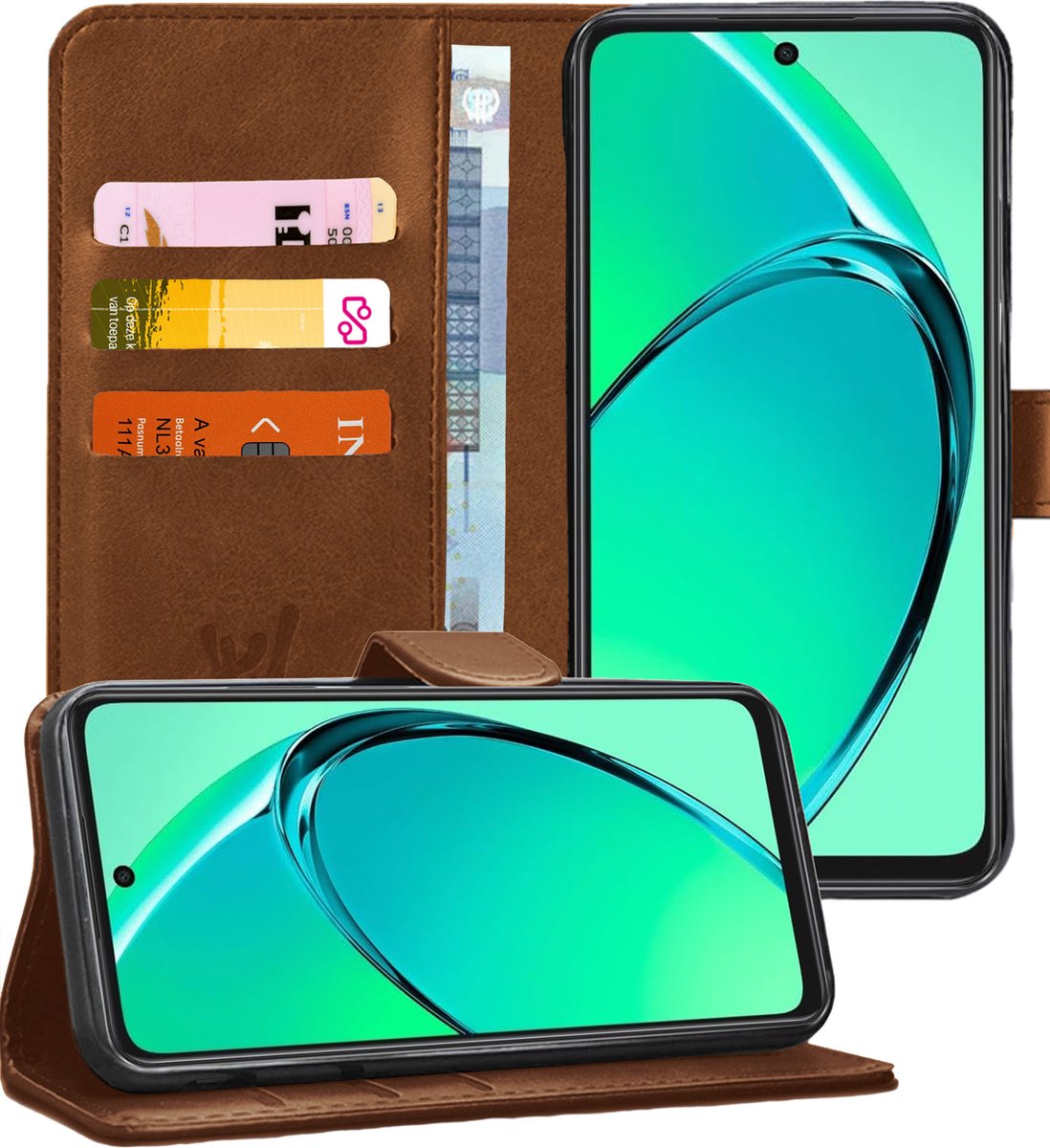 Hoesje geschikt voor Oppo A80 - Portemonnee Book Case Bruin