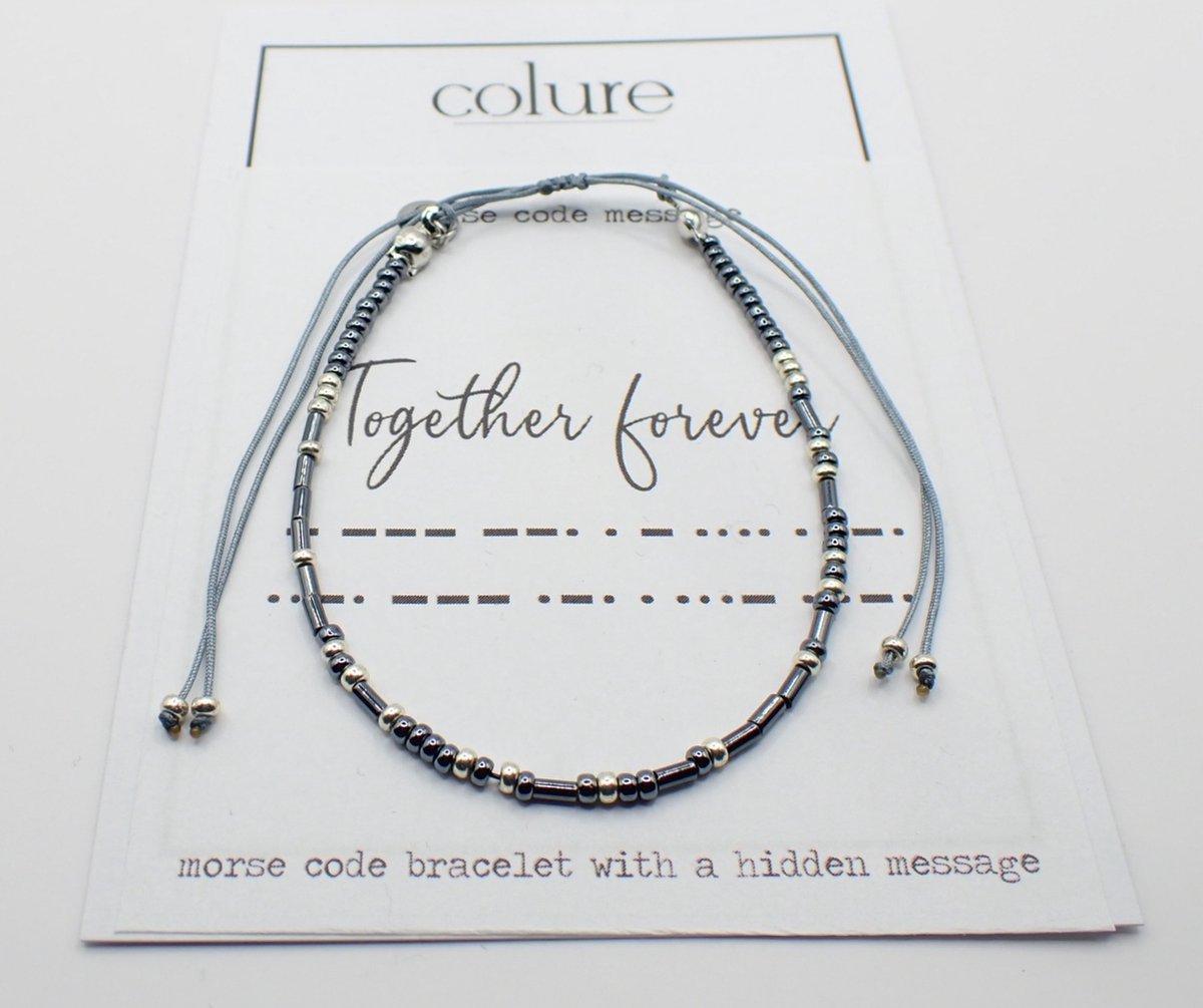 Colure® morse code armband glanzendgrijs Together Forever