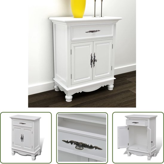 LILLY commode in wit - moderne commode met lade en veel opbergruimte voor woonkamer, eetkamer en hal - 60 x 70 x 30 cm (B x H x D LILLY commode in wit - moderne commode met lade en veel opbergruimte voor woonkamer, eetkamer en hal - 60 x 70 x 30 cm (B x H x D