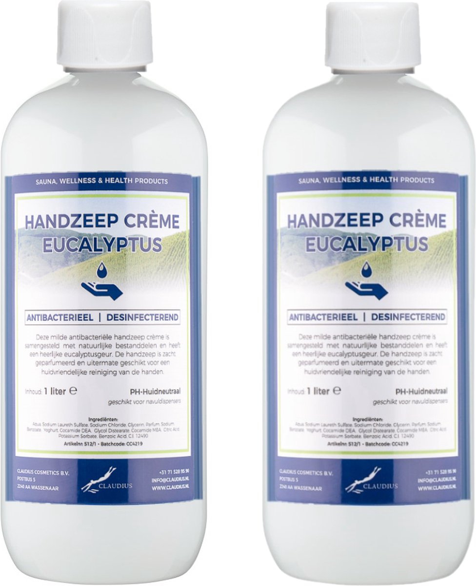 Handzeep Crème Eucalyptus 1 liter - set van 2 stuks