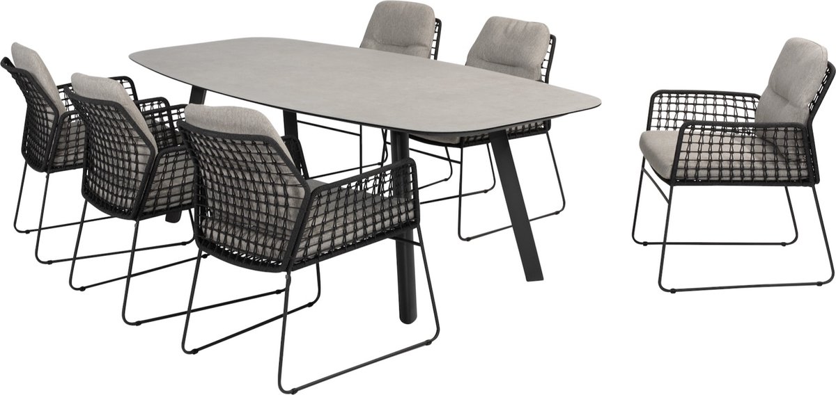 Rhodos Manolo dining tuinset keramiek 240xH103 cm 7 delig antraciet Taste 4SO