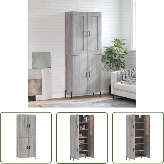 vidaXL Hoge kast 69,5x34x180 cm bewerkt hout sonoma eikenkleurig, dressoir, hoge opbergkast, opbergkast, buffetkast, bijzetkast, wandkast