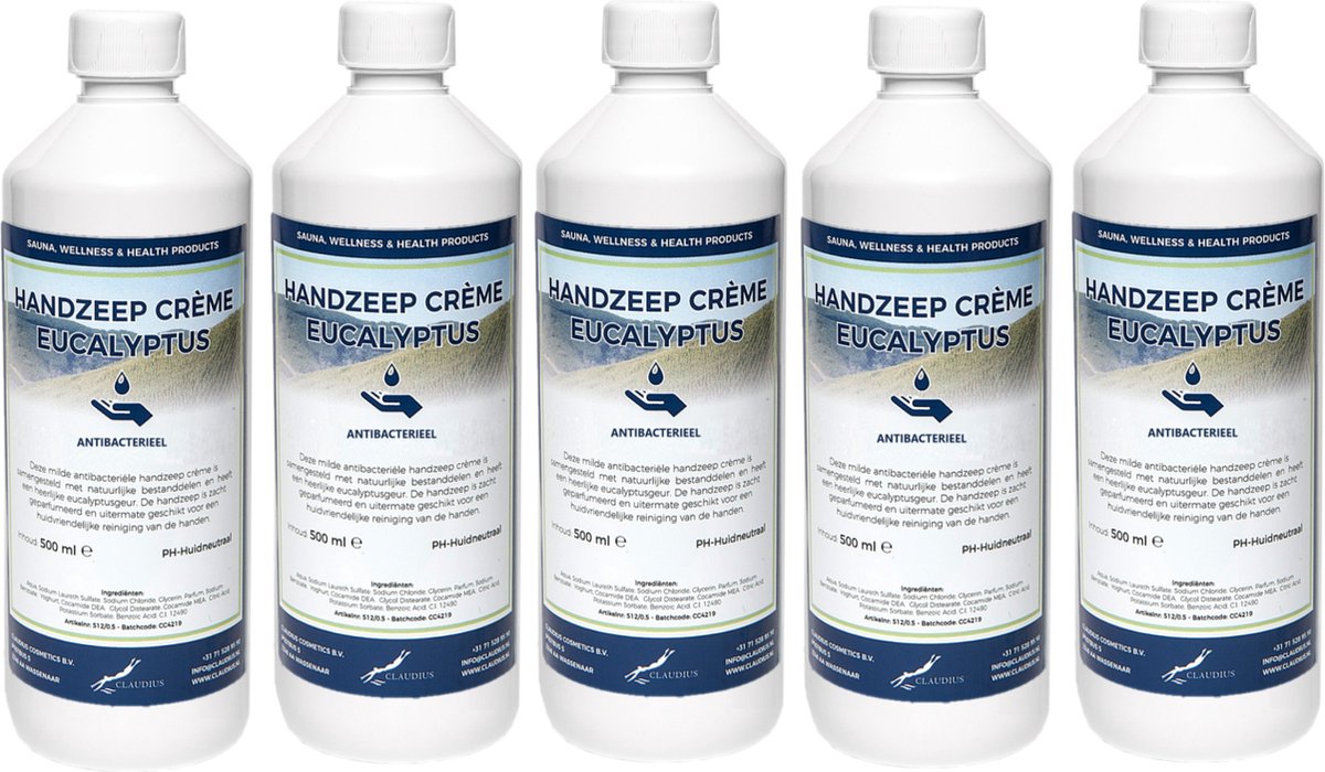 Goedkoopste Handzeep Crème Eucalyptus 500 ml - set van 5 stuks - Voordeelverpakking